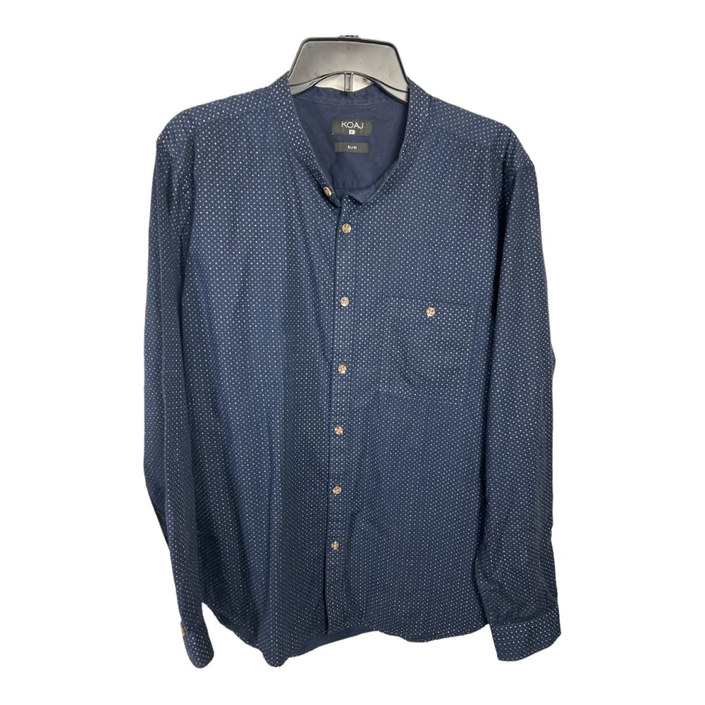 Koaj Mens XL Shirt Long Sleeve Button Down Blue E254